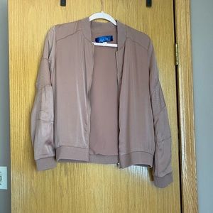 Women’s Baby Pink Satin Bomber Jacket Size Small